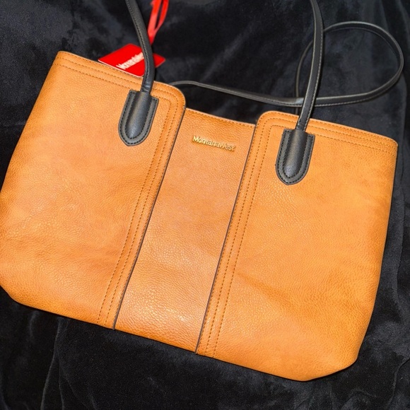 Montana West Camel and Black Tote - Picture 2 of 10